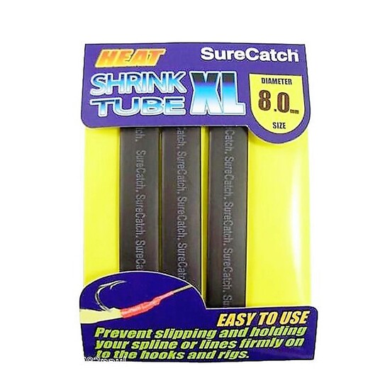 SURECATCH FISHING 8mm HEAT SHRINK TUBING - BLACK - 0.6m TUBE