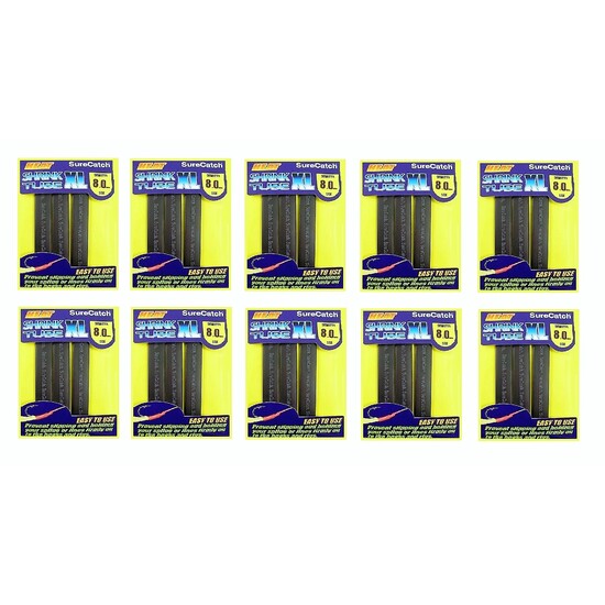 10 PACK - FISHING 8mm HEAT SHRINK TUBING - BLACK - 0.6m TUBE