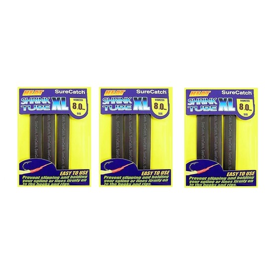 3 PACK - FISHING 8mm HEAT SHRINK TUBING - BLACK - 0.6m TUBE