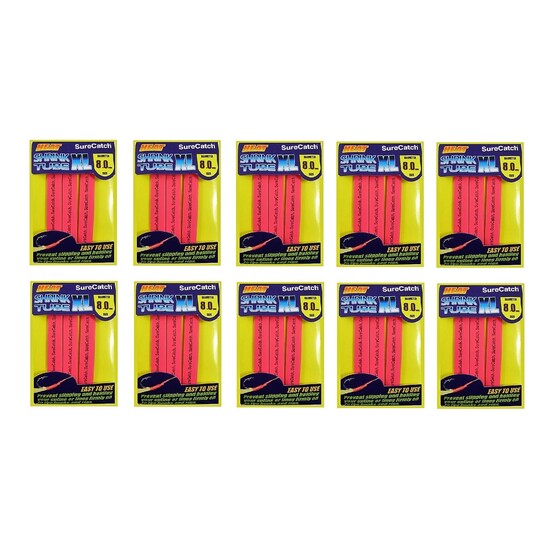 10 PACK - FISHING 8mm HEAT SHRINK TUBING - RED - 0.6m TUBE