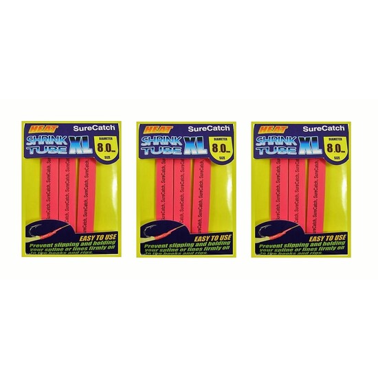 3 PACK - FISHING 8mm HEAT SHRINK TUBING - RED - 0.6m TUBE