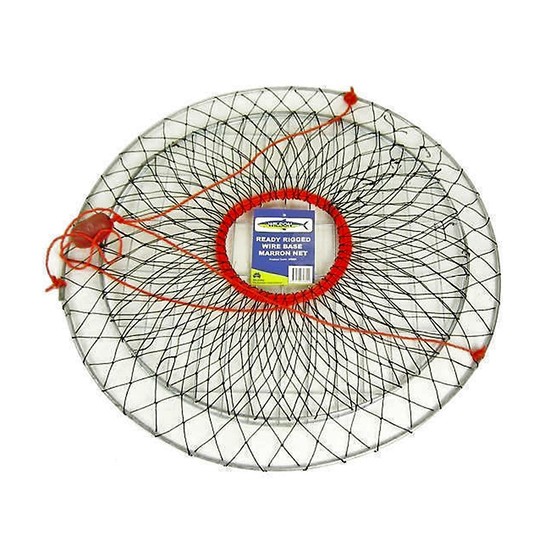 Wilson Ready Rigged Wire Bottom Marron Net- 2 Rings With Float And Rope