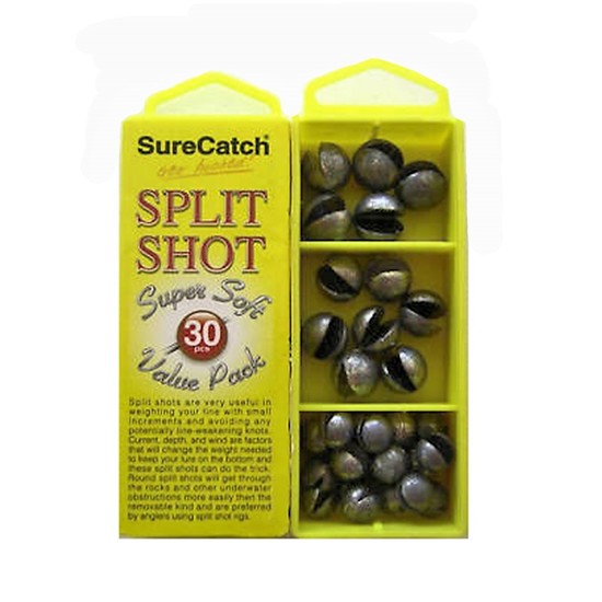 30 x Assorted Large Split Shot Sinkers in Tackle Box - Split Shot Sinker Pack