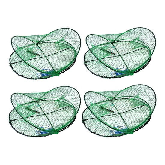 4 X Wilson Folding Opera House Traps-Four Pack-Green Yabbie Net-75mm Rings