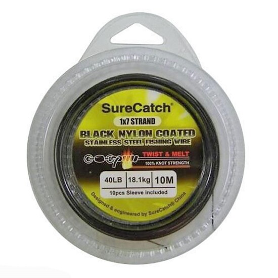 TWIST & MELT STAINLESS STEEL FISHING WIRE x 10m - 40lb
