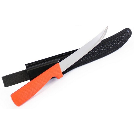 Filleting Fishing Knife 10cm Blade Black/Blue Rubber Plastic