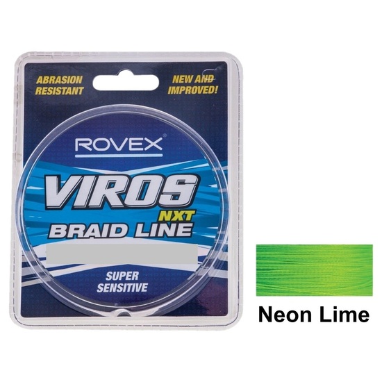 150yd Spool of 6lb Rovex Viros NXT Braided Fishing Line-Neon Lime Fishing Braid