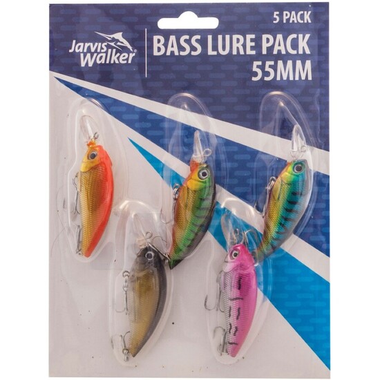 Jarvis Walker 55mm Bass Lure Pack - 5 Pack of Hard Body Fishing Lures