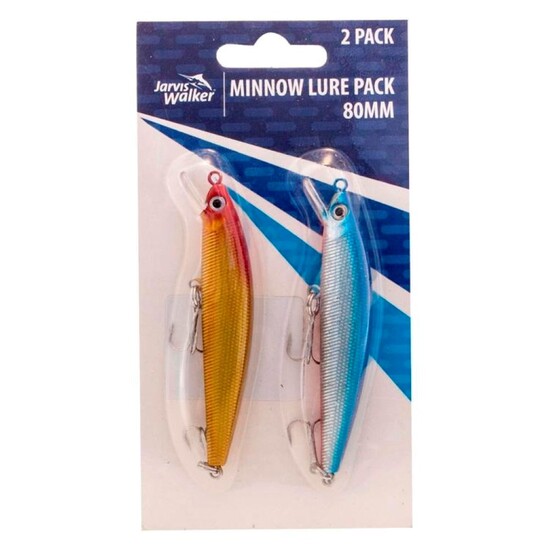 Jarvis Walker 80mm Minnow Lure Pack - 2 Pack of Floating Hard Body Fishing Lures