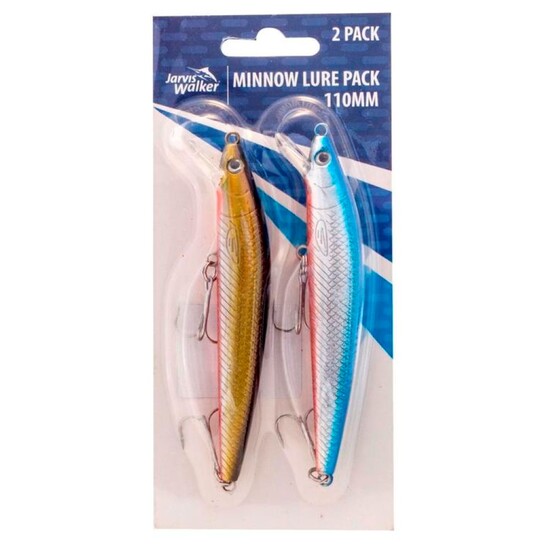 Jarvis Walker 110mm Minnow Lure Pack -2 Pack of Floating Hard Body Fishing Lures