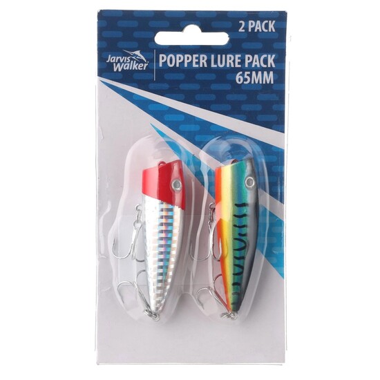 Jarvis Walker 65mm Popper Lure Pack - 2 Pack of Hard Body Fishing Lures