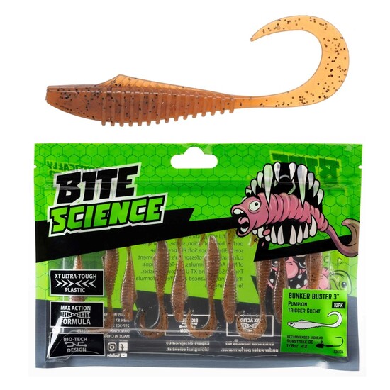 8 Pack of 2.5 Inch Bite Science Dirty Grubs Soft Plastic Lures with Squid  Scent - Bloodworm