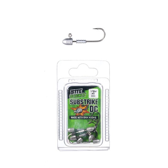 6 Pack of 1/12oz Size 2 Bite Science Substrike DC Jigheads with BKK Hooks