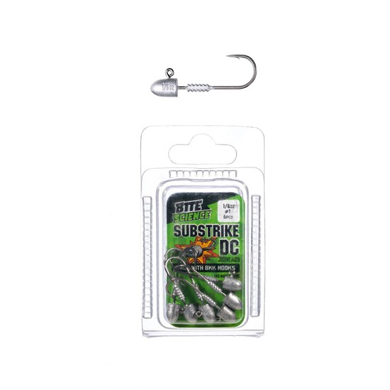 6 Pack of 1/8oz Size 1 Bite Science Substrike DC Jigheads with BKK Hooks
