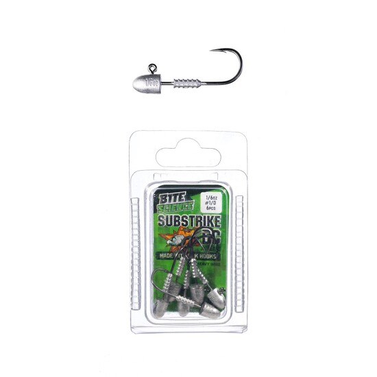 6 Pack of 1/6oz Size 1/0 Bite Science Substrike DC Jigheads with BKK Hooks