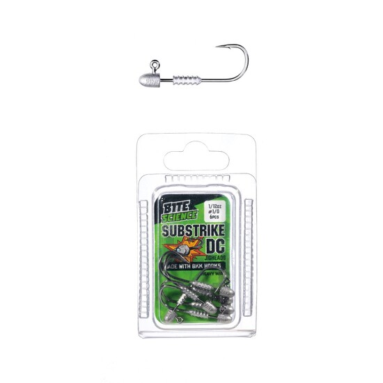 6 Pack of 1/12oz Size 1/0 Bite Science Substrike DC Jigheads with BKK Hooks