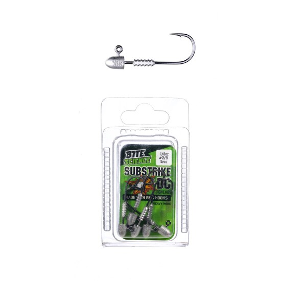 5 Pack of 1/8oz Size 2/0 Bite Science Substrike DC Jigheads with BKK Hooks