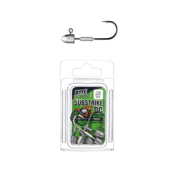 5 Pack of 1/6oz Size 2/0 Bite Science Substrike DC Jigheads with BKK Hooks