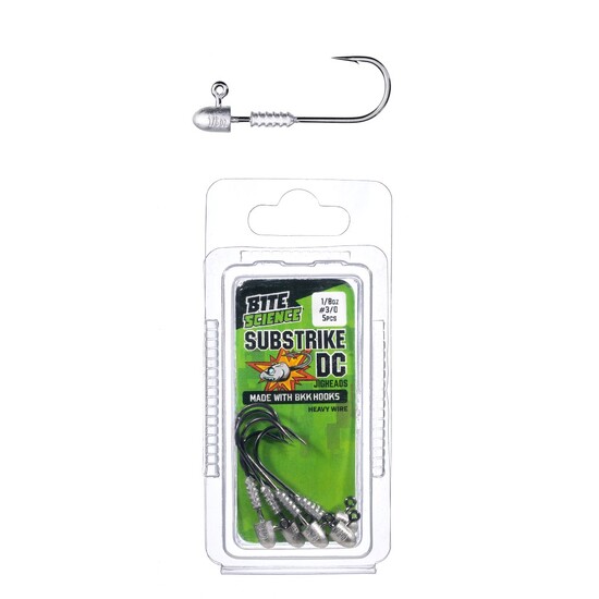 5 Pack of 1/8oz Size 3/0 Bite Science Substrike DC Jigheads with BKK Hooks