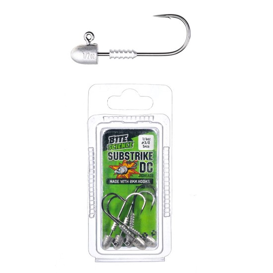 4 Pack of 1/2oz Size 6/0 Bite Science Substrike DC Jigheads with BKK Hooks