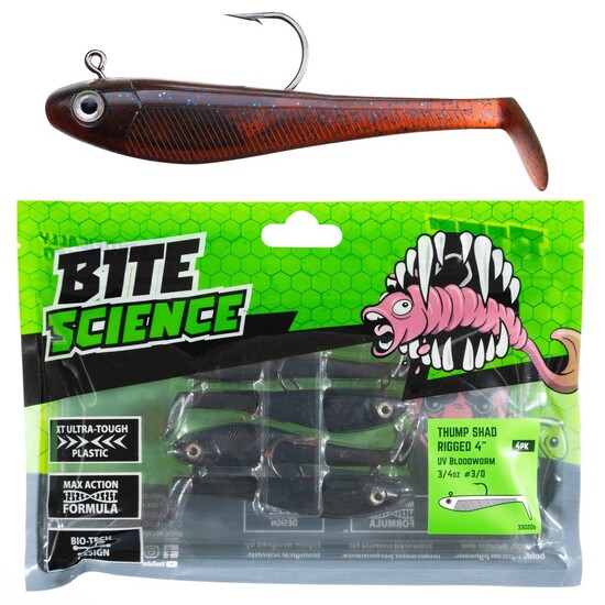 15 Pack of 3 Inch Bite Science Mad Minnow Soft Plastic Lures - UV Bloodworm