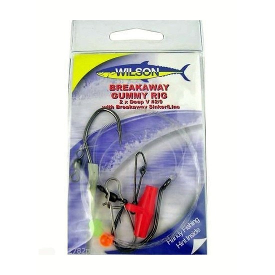 Wilson Breakaway Gummy Rig 2 X 2/0 Deep V - With Breakaway Sinker/Line 60lb