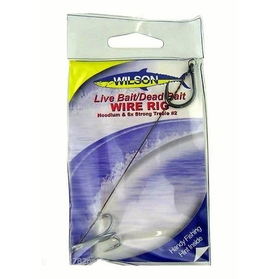 Wilson Live Bait/Dead Bait Wire Rig - #2 Treble & Hoodlum - 69lb Wire Trace