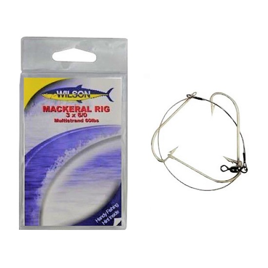 Wilson Mackerel Fishing Rig 3x6/0 Hook-Setup - 60lb Multi Strand Wire