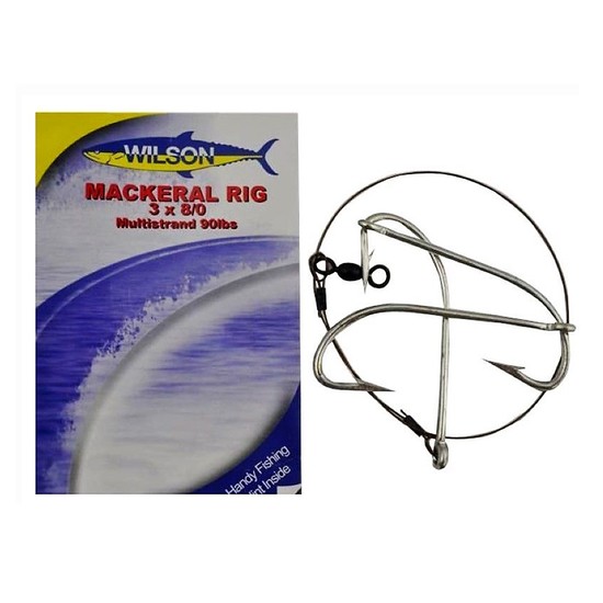 Wilson Mackerel Fishing Rig 3x8/0 Hook-Setup - 90lb Multi Strand Wire