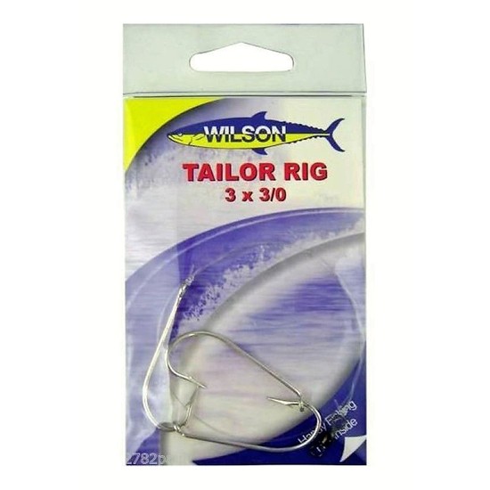 Wilson Tailor Fishing Rig 3x3/0 Hook-Setup - 40lb Clear Mono Leader