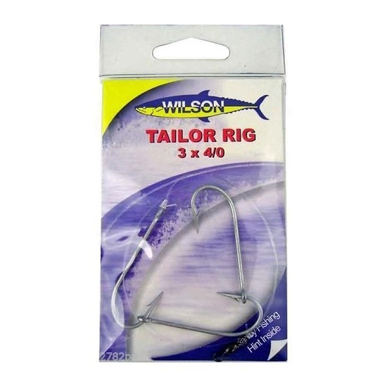 Wilson Tailor Fishing Rig 3x4/0 Hook-Setup - 40lb Clear Mono Leader