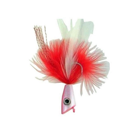 WILSON SURF POPPER DELUXE FISHING RIG 2/0 HEAVY DUTY HOOK - RED & WHITE
