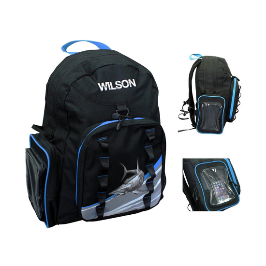 Wilson Fishing Backpack with 2 Tackle Boxes and Multiple Storage Pockets