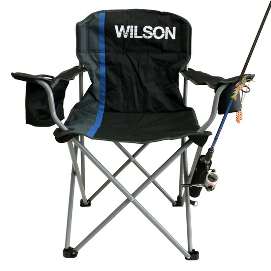 Wilson Deluxe Blue Camping/Fishing Chair with Lined Cooler Bag and Cup Holder
