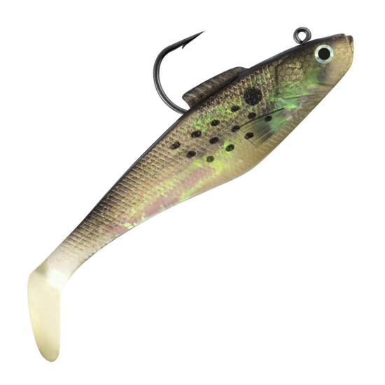 4 Pack of Tsunami Pro Rigged 4" Holographic Soft Plastic Swim Shads-Golden Bunker