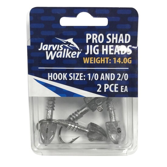6 Pack of 14gm Jarvis Walker Pro Shad Jig Heads with Size 2/0 and 4/0 Hooks