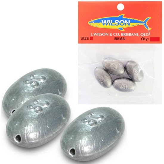 1 Packet of Wilson Pre Packed Bean Sinkers - Lead Fishing Sinkers