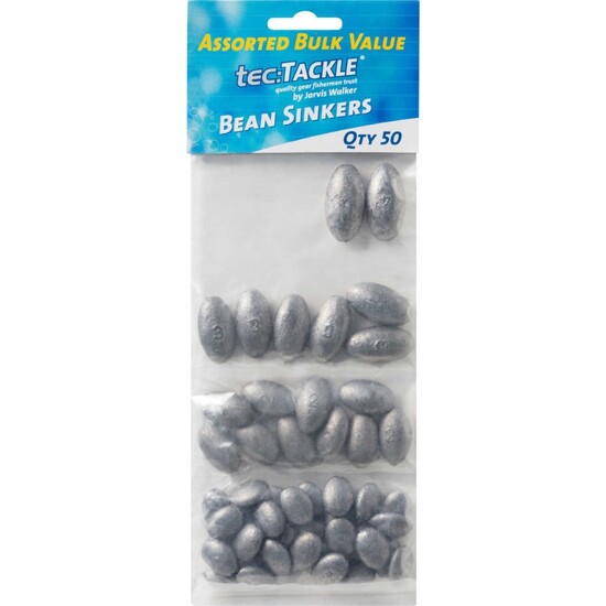 50 Pack of Jarvis Walker Assorted Bean Sinkers - Assorted Bulk Value Pack