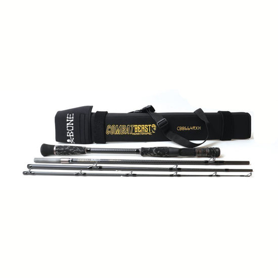 Bone 6'6 Combat Beast 4 Piece 10-40lb Baitcaster Rod with Travel Case