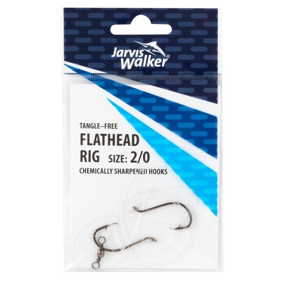 Jarvis Walker Size 2/0 Tangle Free Flathead Rig With Chemically Sharpened Hooks