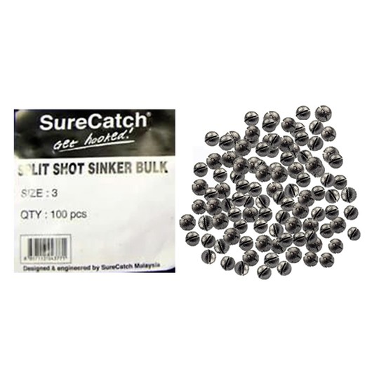 100 x Size 3 Split Shot Fishing Sinkers