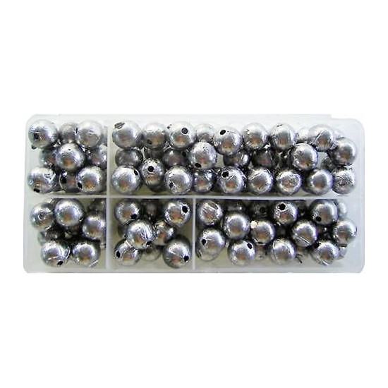 100 X SIZE 4 BALL SINKERS IN TACKLE BOX-2.2 KG OF 4 BALL FISHING SINKERS