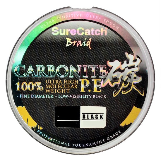 500m Spool of Surecatch Carbonite Braided Fishing Line - Black Fishing Braid