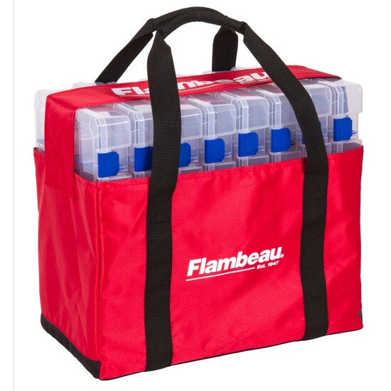 Flambeau 5228 Large Fishing Tackle Tray Tote Bag with Eight 5007 Tuff Tainers