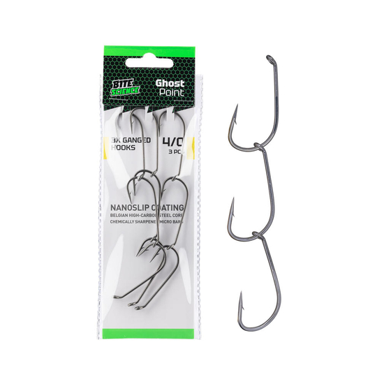 Bite Science Ghostpoint 3 Sets of 3 Size 4/0 Chemically Sharpened Ganged Hooks