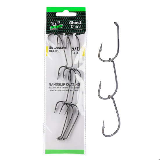 Bite Science Ghostpoint 3 Sets of 3 Size 6/0 Chemically Sharpened Ganged Hooks