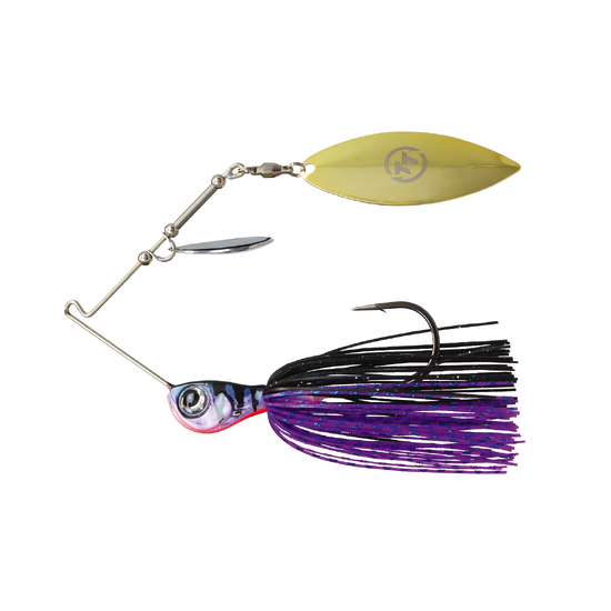 TT Lures 3/8oz Tornado+ Tandem Blade Spinnerbait Lure - PURPLE BLACK