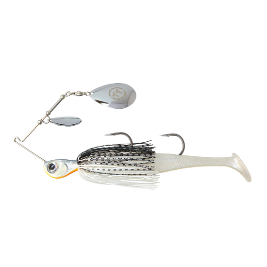 TT Lures 1oz Tornado+ Double Colorado Rigged Spinnerbait Lure - WHITE NIGHT