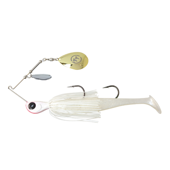 TT Lures 1oz Tornado+ Double Colorado Rigged Spinnerbait Lure - PEARL 