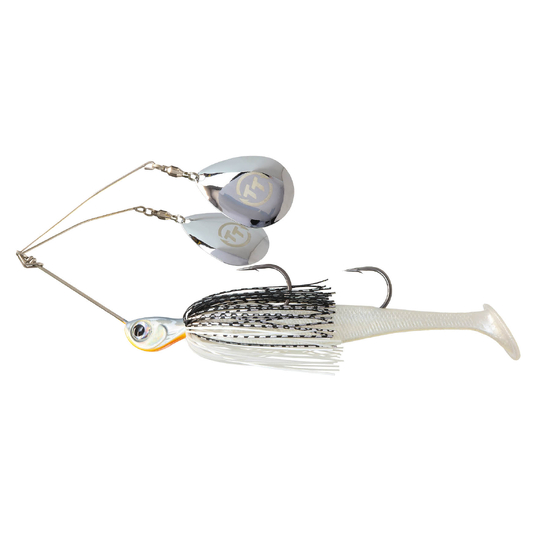 TT Lures 3/4oz Tornado+ Twin Spin Rigged Spinnerbait Lure - WHITE NIGHT